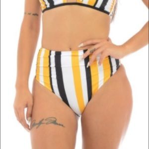 vertical stripe high-waisted bikini bottom